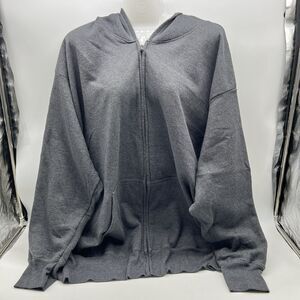 Just My Size Women Full-Zip Cotton/Poly Dark Gray Jersey Hoodie w/Pockets-Sz 5XL